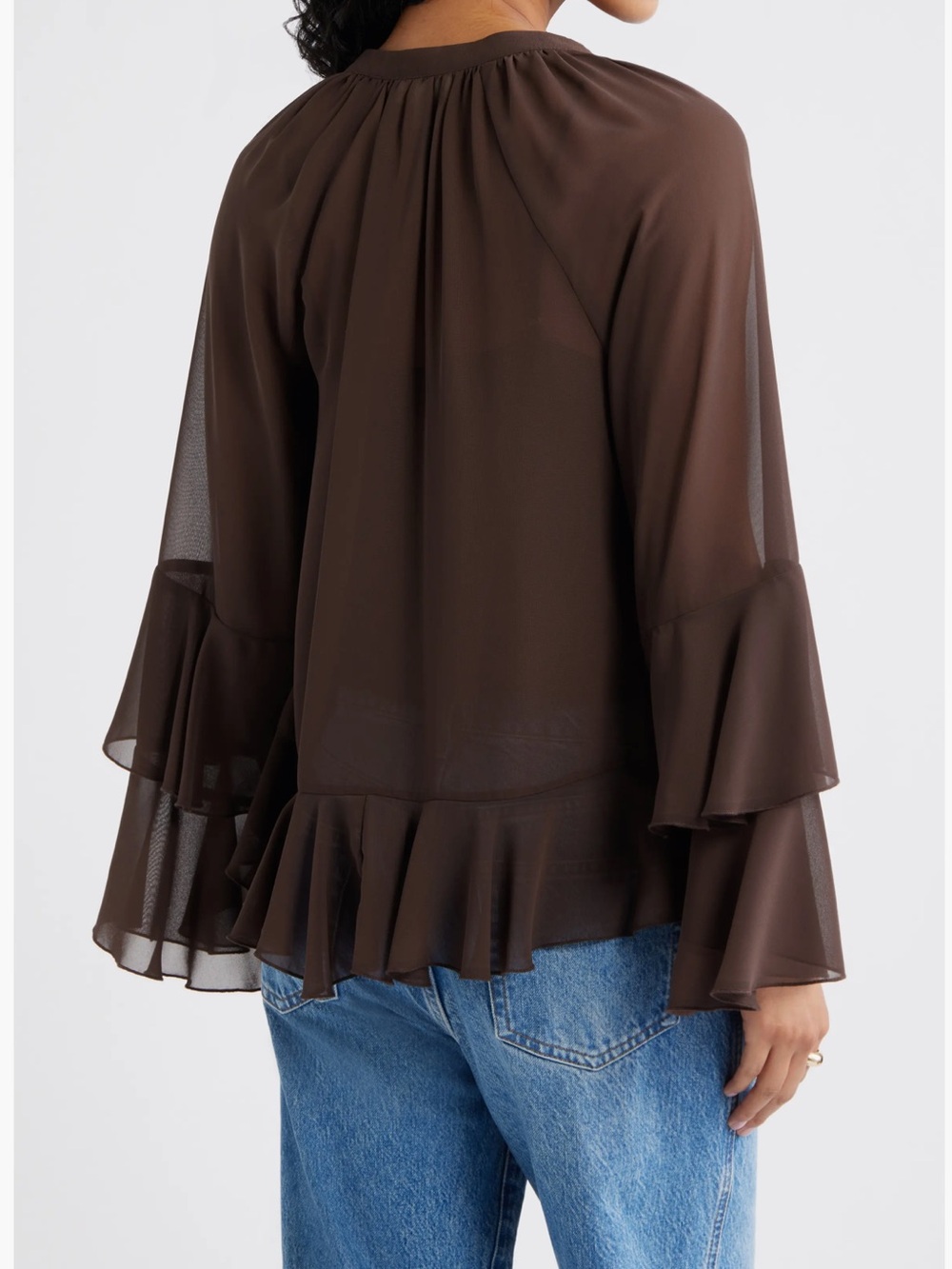 Open Edit Chiffon Ruffle Trim Top - Picture 3 of 7